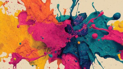 Vibrant Chaos: Colorful Ink Splashes and Paint Splatters