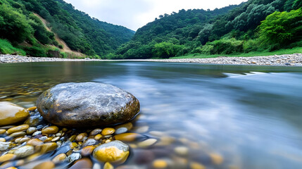 Mountain stream in the valley -