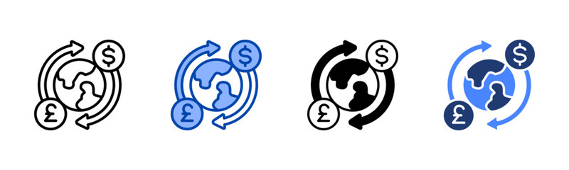 Exchange icon set multiple style collection