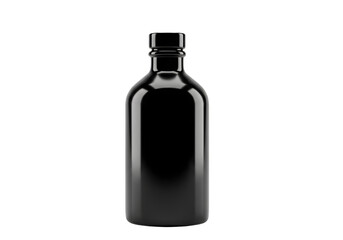 Elegant Black Glass Bottle Sophisticated Design for Beverages or Packaging, Minimalist Style, Isolated on Transparent Background