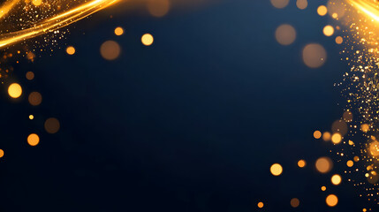 Obraz premium Abstract glowing gold diagonal lighting lines on dark background with lighting effect and sparkle