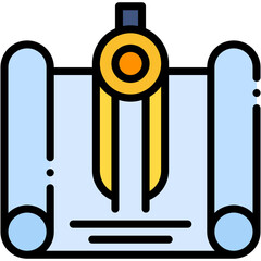 Vector icon Technical Drawing, Learn, Project, Architect, Paper, Geometry