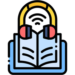 Vector icon Audio Book, Learning, Book, Listen, Education, Headphones