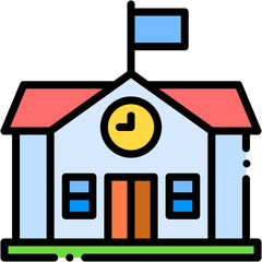 Vector icon School, Building, University, Campus, High School, Learn