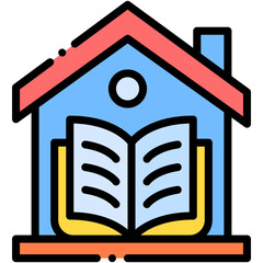 Vector icon Homeschooling, Learn, Education, Homework, Learning, Book