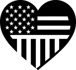 Patriotic anatomical heart design combined with the USA flag elements.