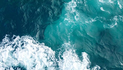 Fototapeta premium Deep Blue Ocean Water Wave Aerial View Seascape Scenic Nature Abstract Texture