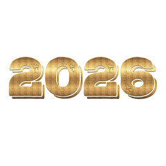 2026 Golden Shiny 3D Text png