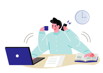 マルチタスクをこなす男性