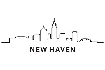 Fototapeta premium New Haven Line Art skyline silhouette. Black New Haven city design. with white background