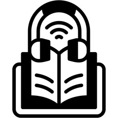Vector icon Audio Book, Learning, Book, Listen, Education, Headphones