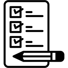 Vector icon Checklist, Paper, Appraisal, Test, Document, Exam