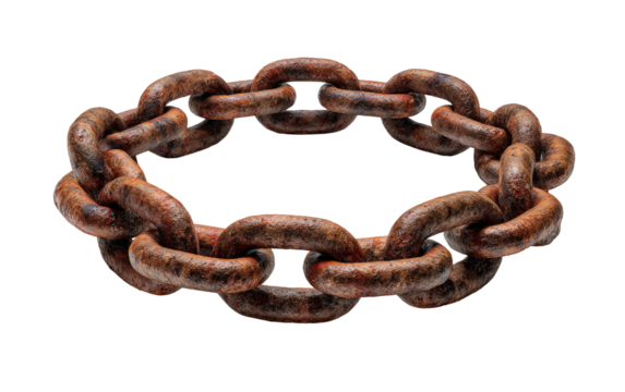Rusted chain forms a circular ring