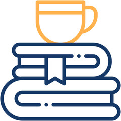 Vector icon Books, Education, Learning, Cup, Tea, Study
