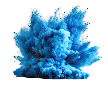 Explosive burst of vibrant blue powder