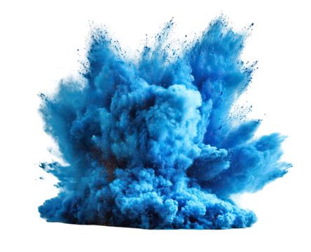 Explosive burst of vibrant blue powder