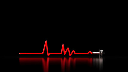 abstract red heart beat on black background