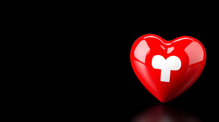 abstract red heart beat on black background