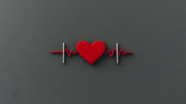 abstract red heart beat on black background