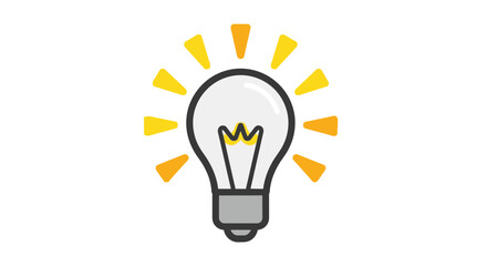 Bright idea symbol with glowing light bulb radiating energy and inspiration.