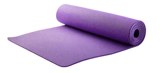 Rolled purple exercise mat