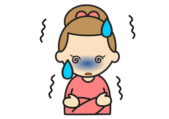 悪寒を感じる茶髪の白人の女の子