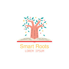 Knowledge tree book logo Vectors