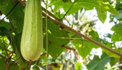 Hanging Luffa Gourd, Green Vegetable Vine, Tropical Plant, Agriculture