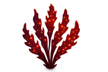 Red glowing fantasy plant with fiery leaves, mystical bioluminescent flora, abstract magical organism illustration