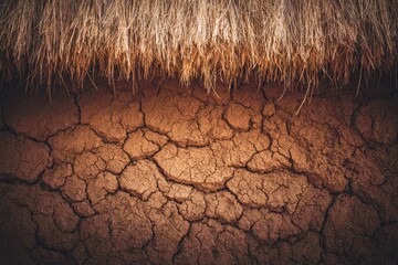 Dried earth with thatched roof