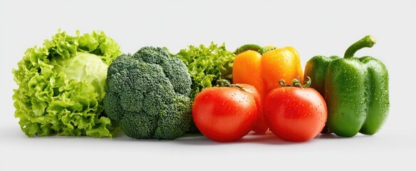 Fresh vegetables in a horizontal arrangement