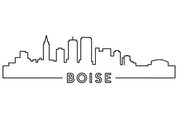 Obraz premium Boise Line Art skyline silhouette. Black Boise city design. with white background