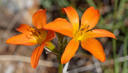 Vibrant Orange Lilies Blooming in the Wild Open Petals Sunny Day Detailed Macro View