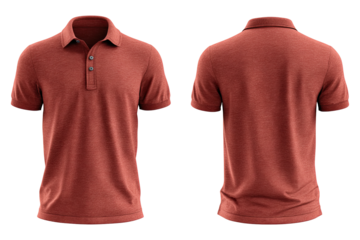 Russet polo shirt, front & back views