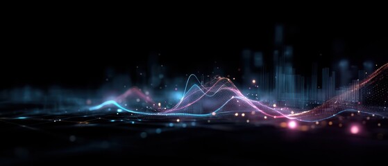 Abstract data visualization with digital waves