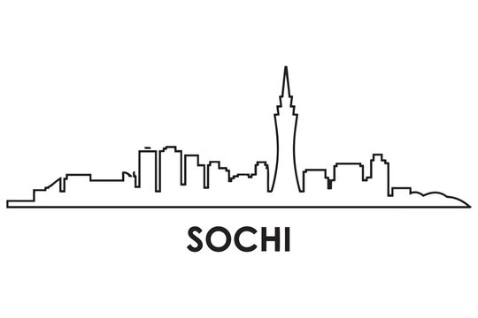 Sochi Line Art skyline silhouette. Black Sochi city design. with white background
