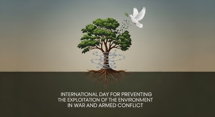 Advocating global peace and environmental protection, a powerful symbol of hope for a greener future in times of conflict and promoting international harmony