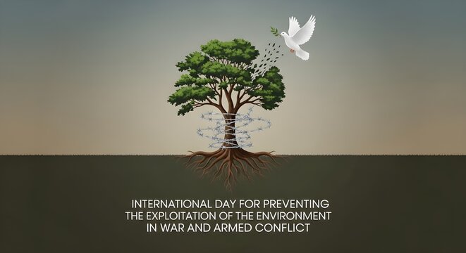 Advocating global peace and environmental protection, a powerful symbol of hope for a greener future in times of conflict and promoting international harmony - Powered by Adobe