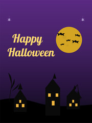 Halloween scary night poster with haunted house