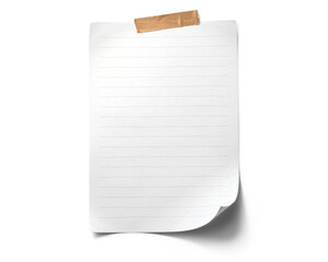 茶色いテープで貼られた、罫線のあるメモパッド