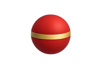 Red matte sphere with golden band, glossy 3d rendering for holiday decorations, offering sleek design
