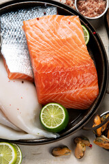 Assorted seafood. Mediterannean food concept.