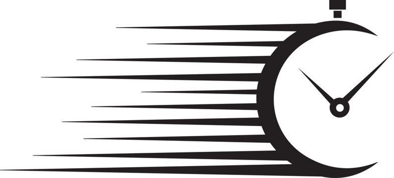 Fast moving clock icon representing speed and time
