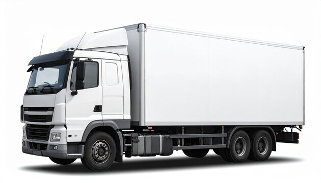 White truck isolated on white background