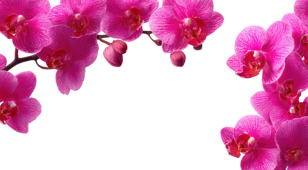 Pink orchid blossoms, close-up, isolated on black