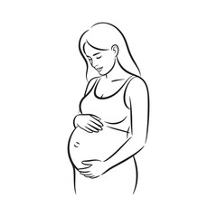 Pregnant Woman Outline Vector — Expecting Mother Silhouette Illustration