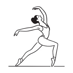Ballet Dancer Line Art – Elegant Ballerina Pose Illustration, Minimalist Dance Vector Drawing, Graceful Movement Design