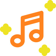 주황 선형 플랫 벡터 음표