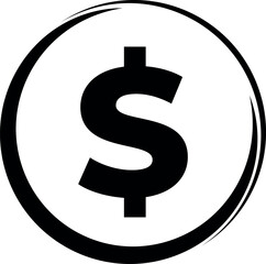 dollar icon symbol vector sign silhouette illustration isolated on white