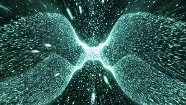 Dynamic digital wave flowing through a luminous starry cosmos with light streaks, perfect for futuristic technology and abstract science themes.